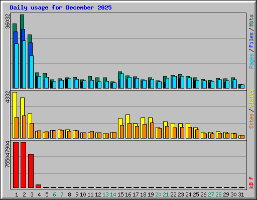Daily usage for December 2025